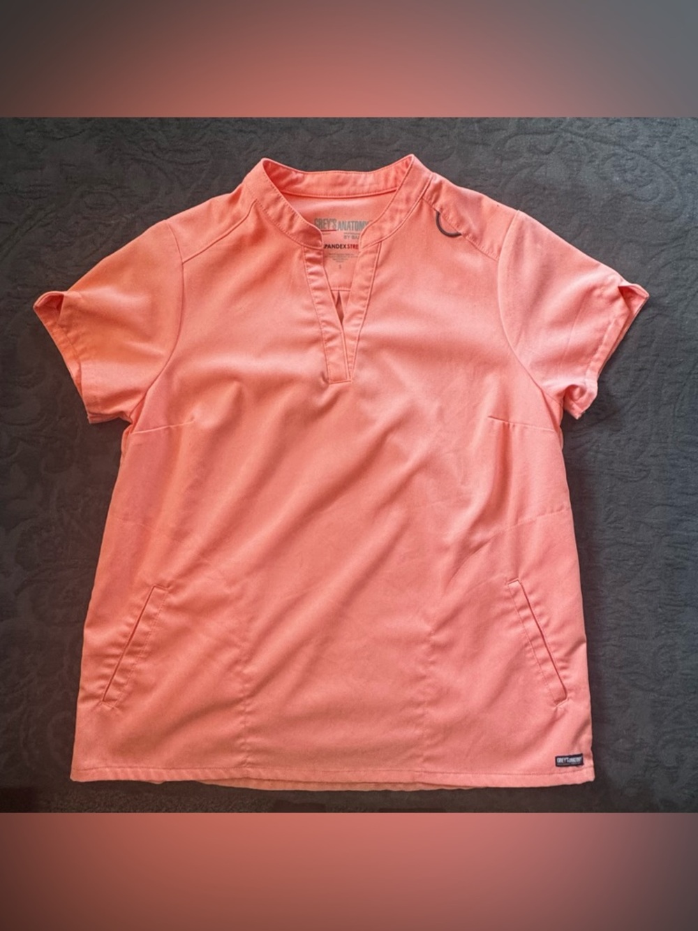 Greys Anatomy Bright Papaya Scrub Top Women’s Small